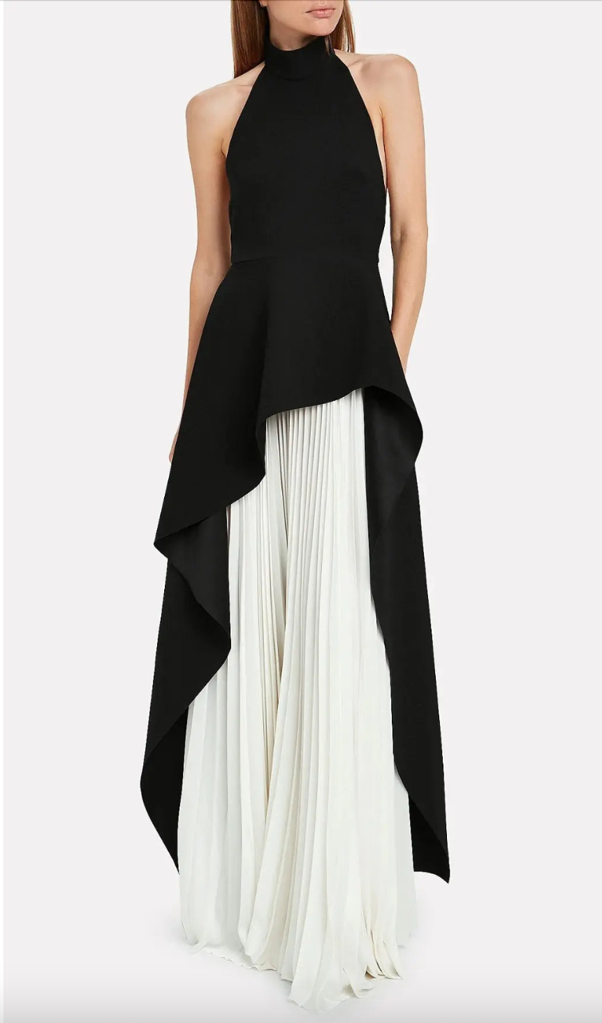 Backless Contrast Maxi Dress