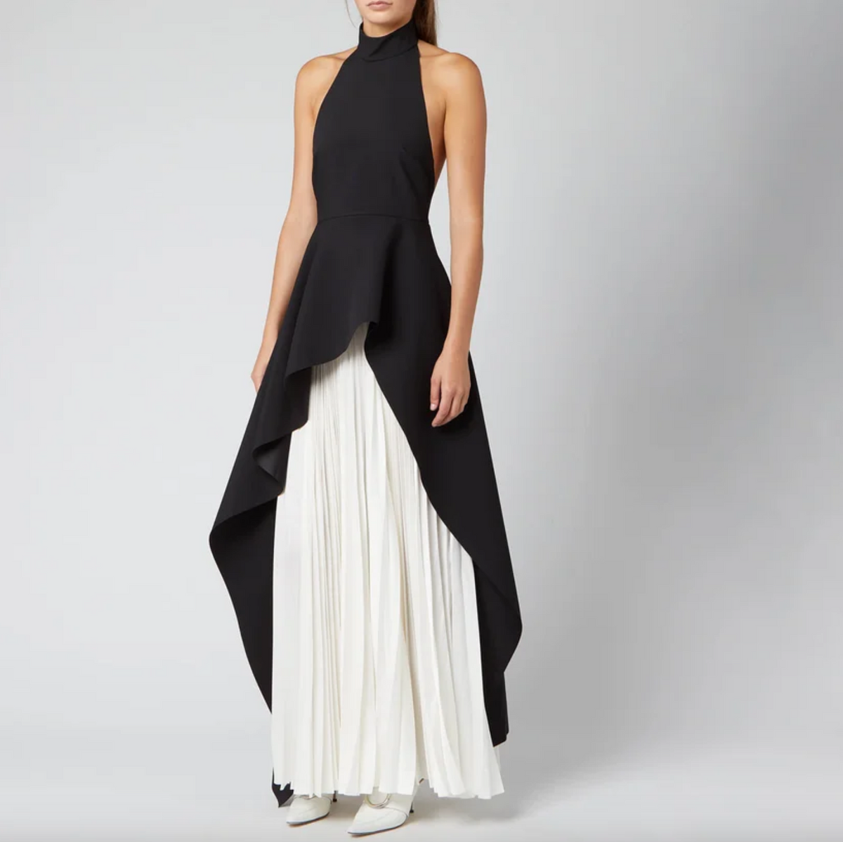 Backless Contrast Maxi Dress