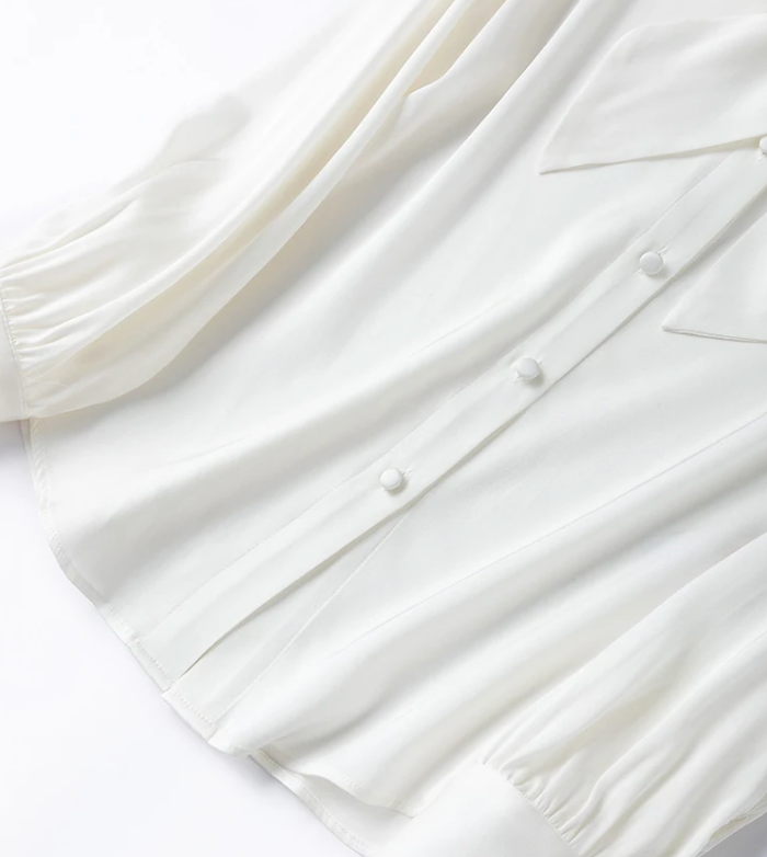 The Old Money Collection Silk Lace Up Bow Blouse