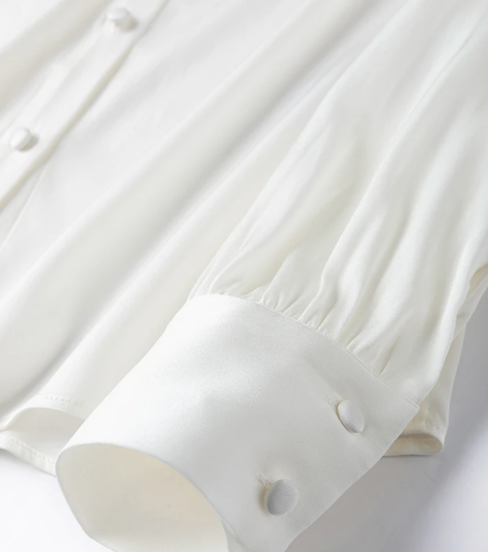 The Old Money Collection Silk Lace Up Bow Blouse