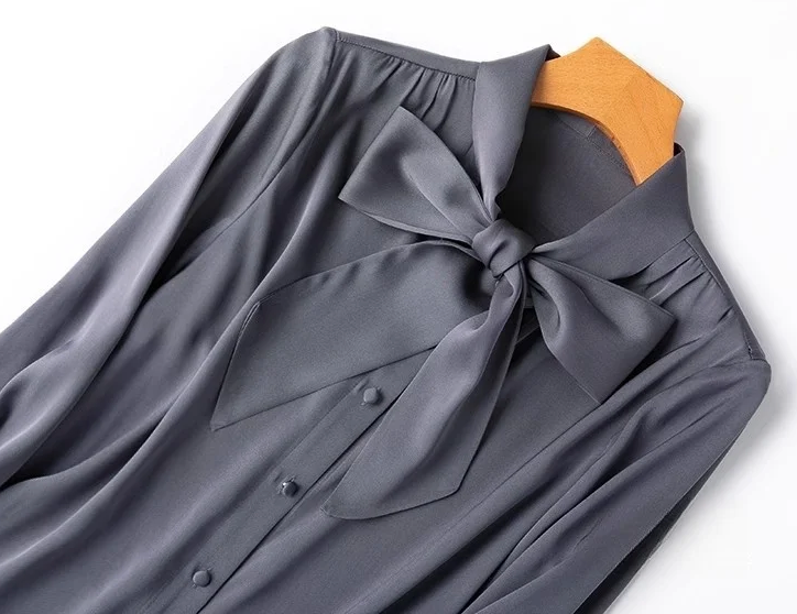 The Old Money Collection Silk Lace Up Bow Blouse