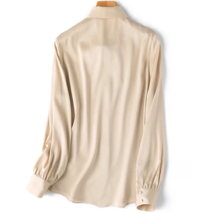 The Old Money Collection Silk Lace Up Bow Blouse