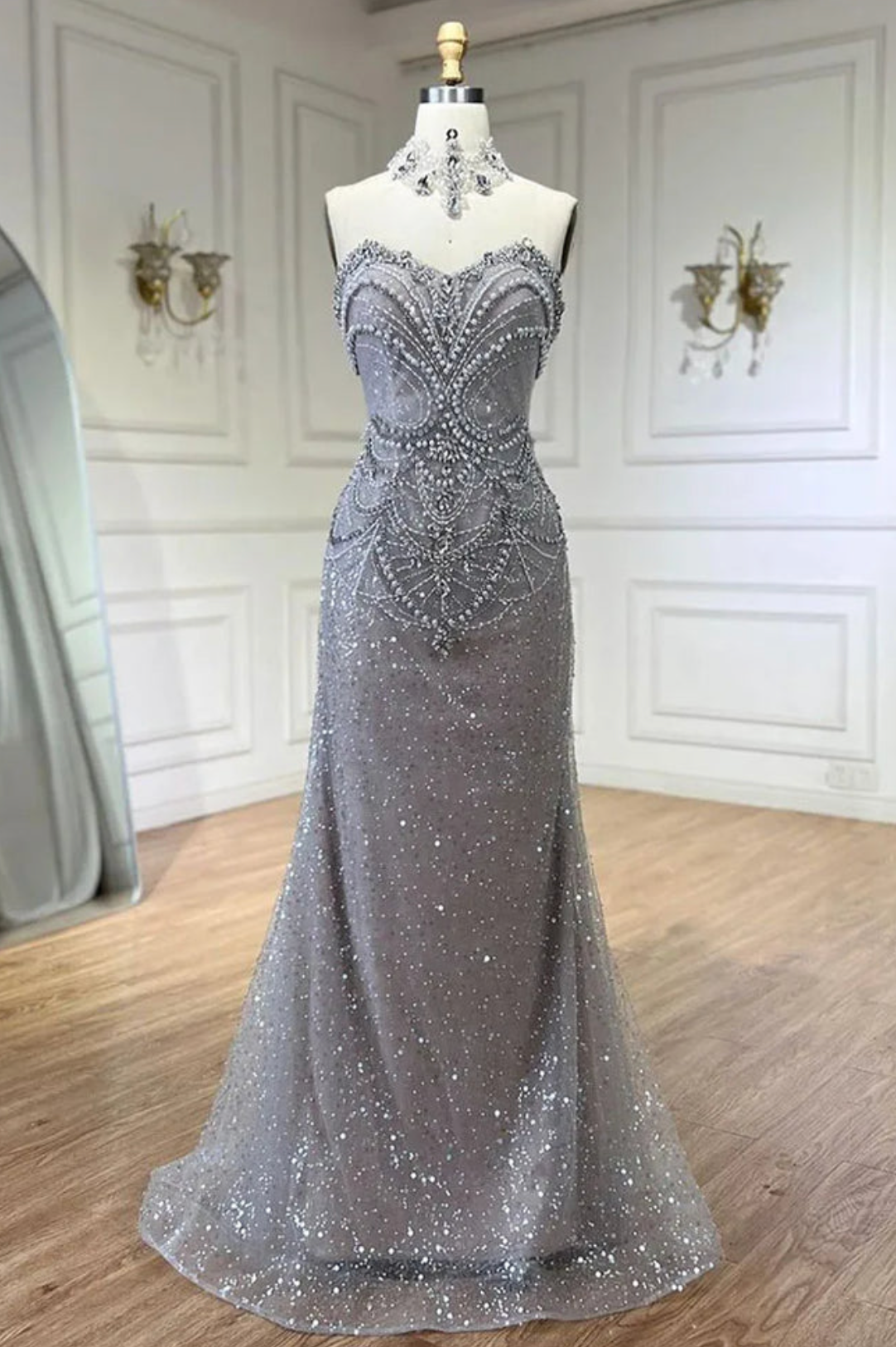 Serene Crystal Beaded Gown