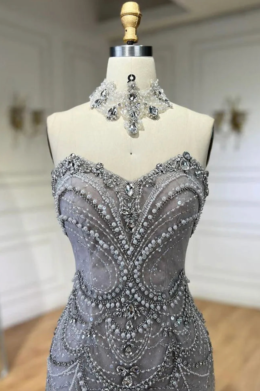 Serene Crystal Beaded Gown