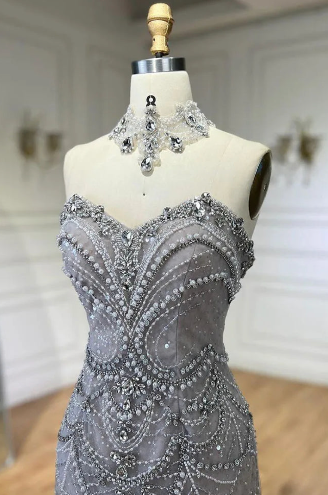 Serene Crystal Beaded Gown