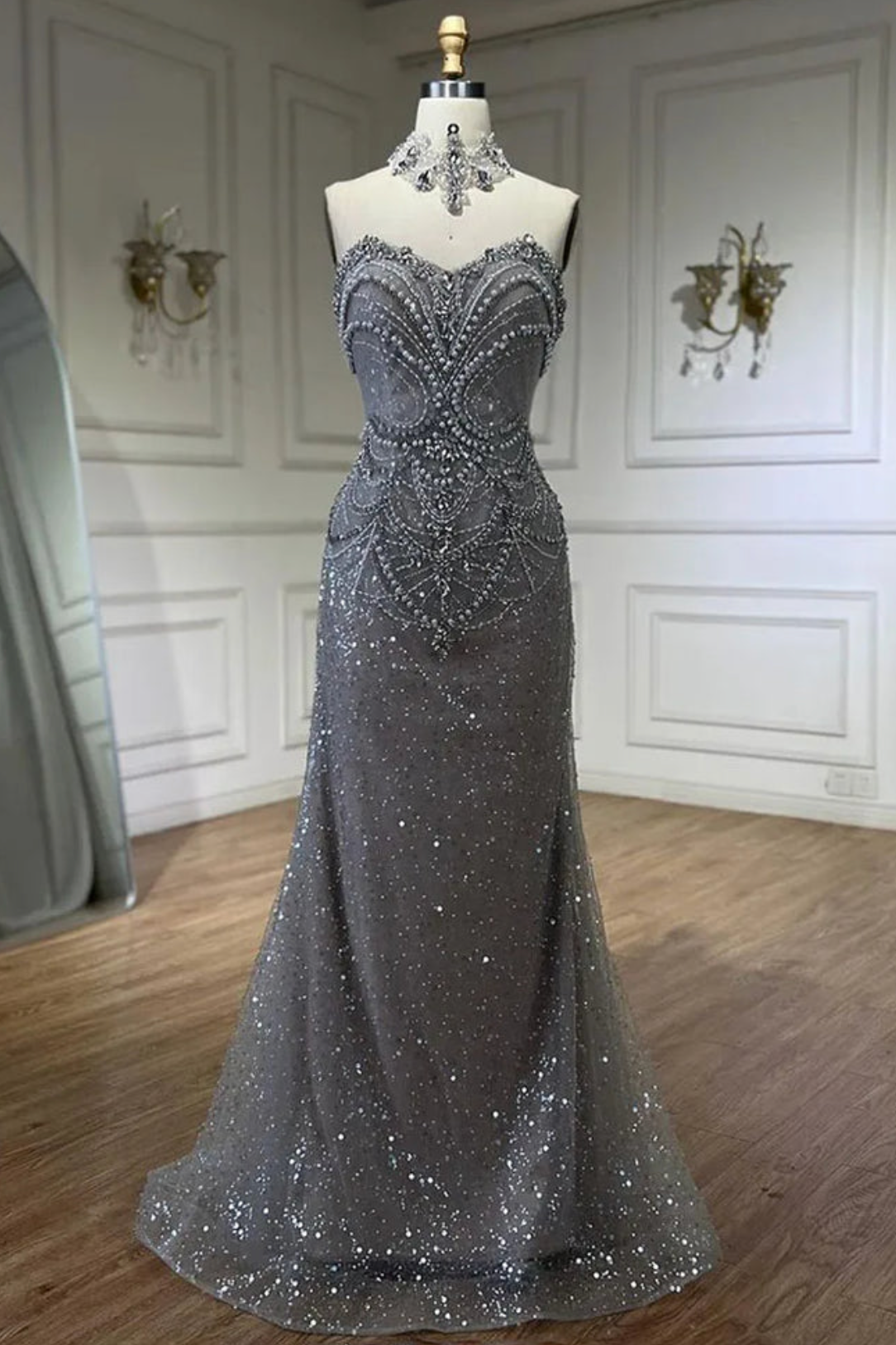 Serene Crystal Beaded Gown