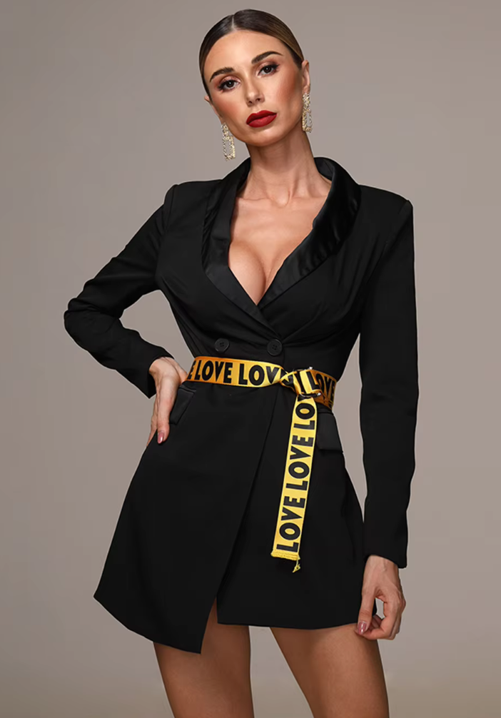 Mount Square Belted Suit Dress