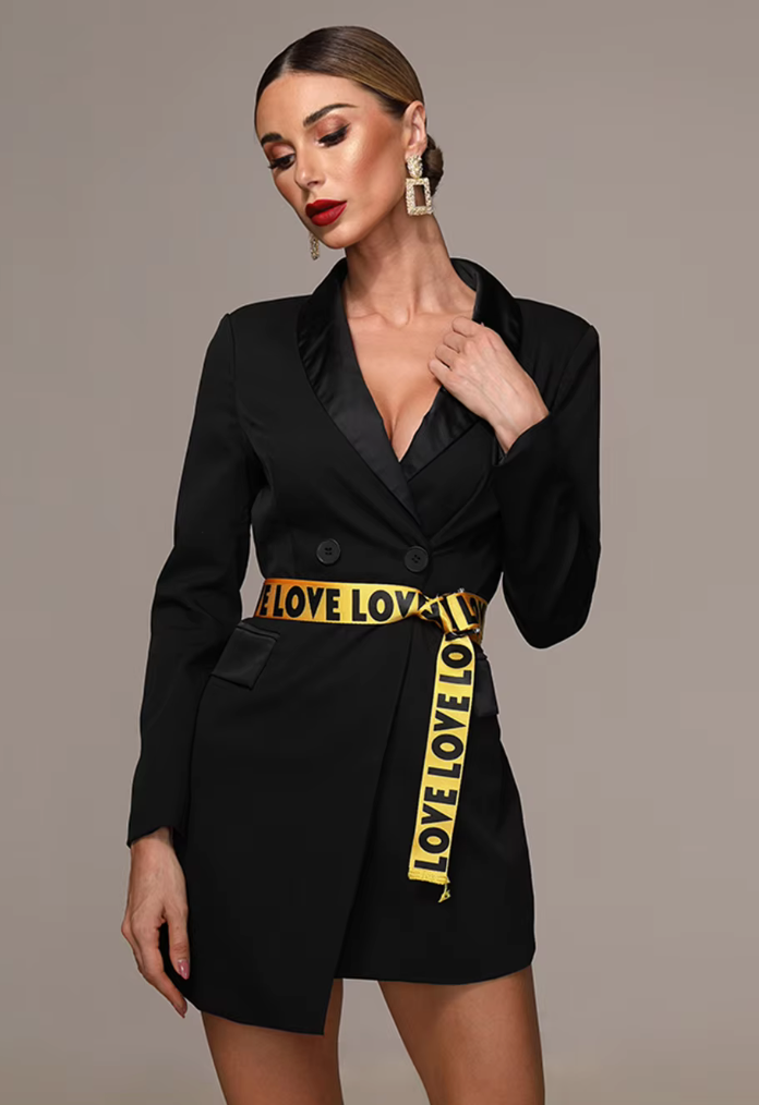 Mount Square Belted Suit Dress