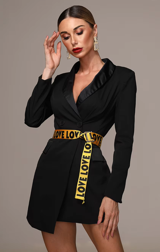 Mount Square Belted Suit Dress