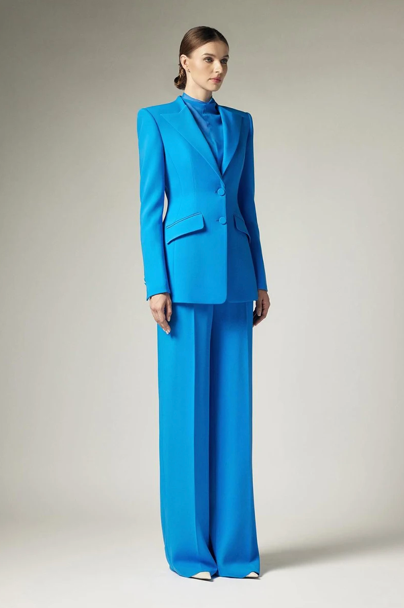 Woman wearing the Old Money Collection Couture Bowery Business Suit