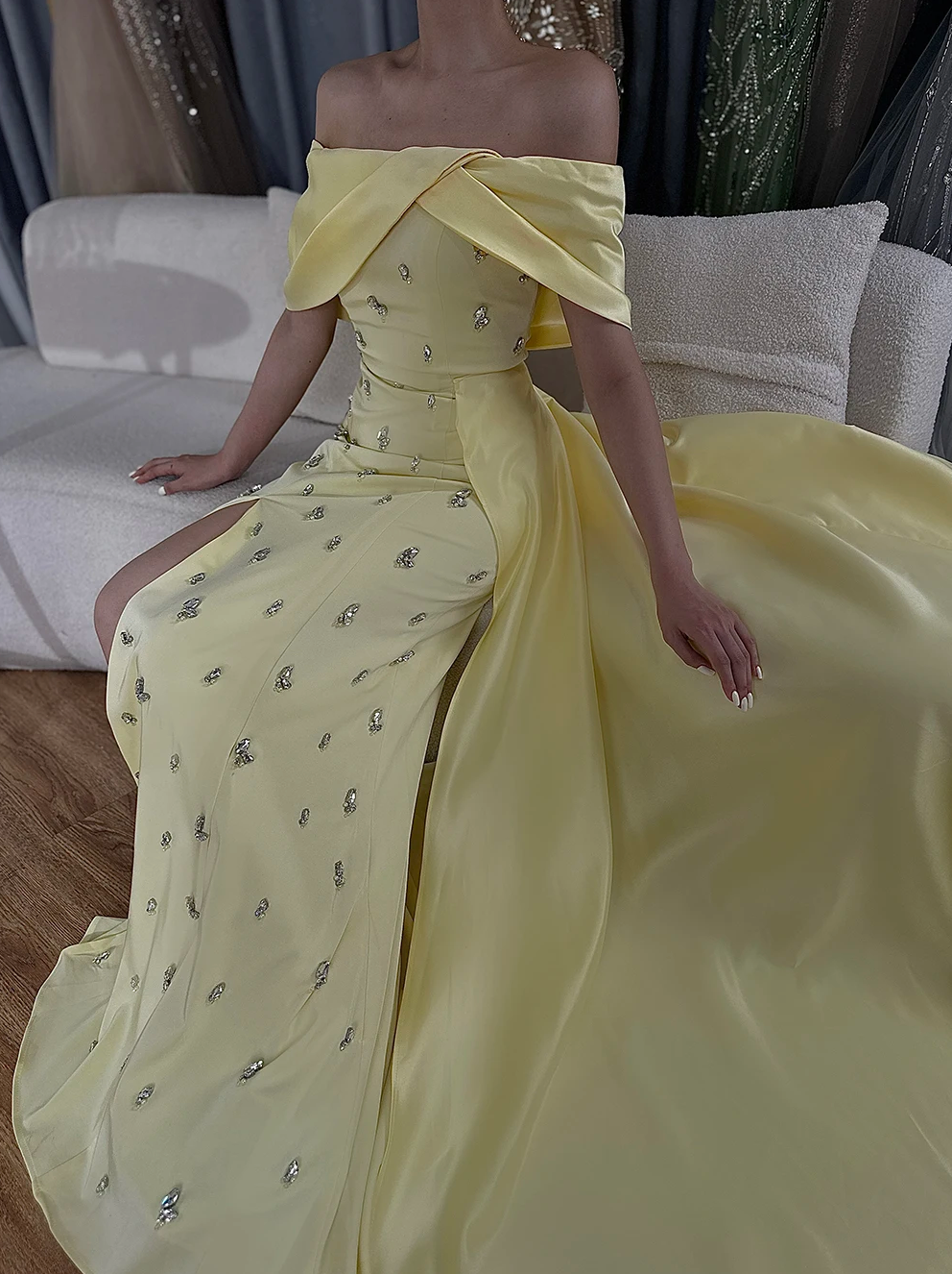 Woman Wearing The Old Money Collection Couture Mulholland Gown