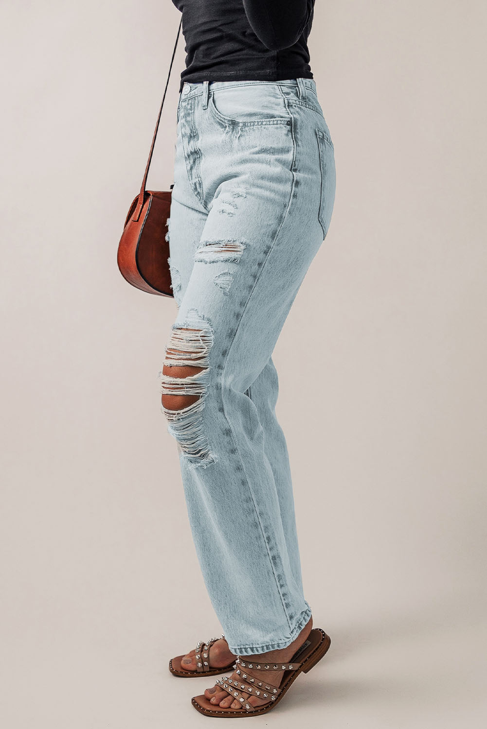 Acid Wash Straight Leg Jeans