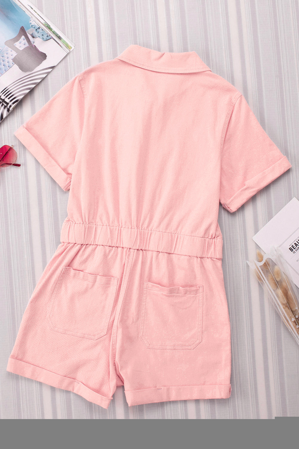 Pink Denim Romper