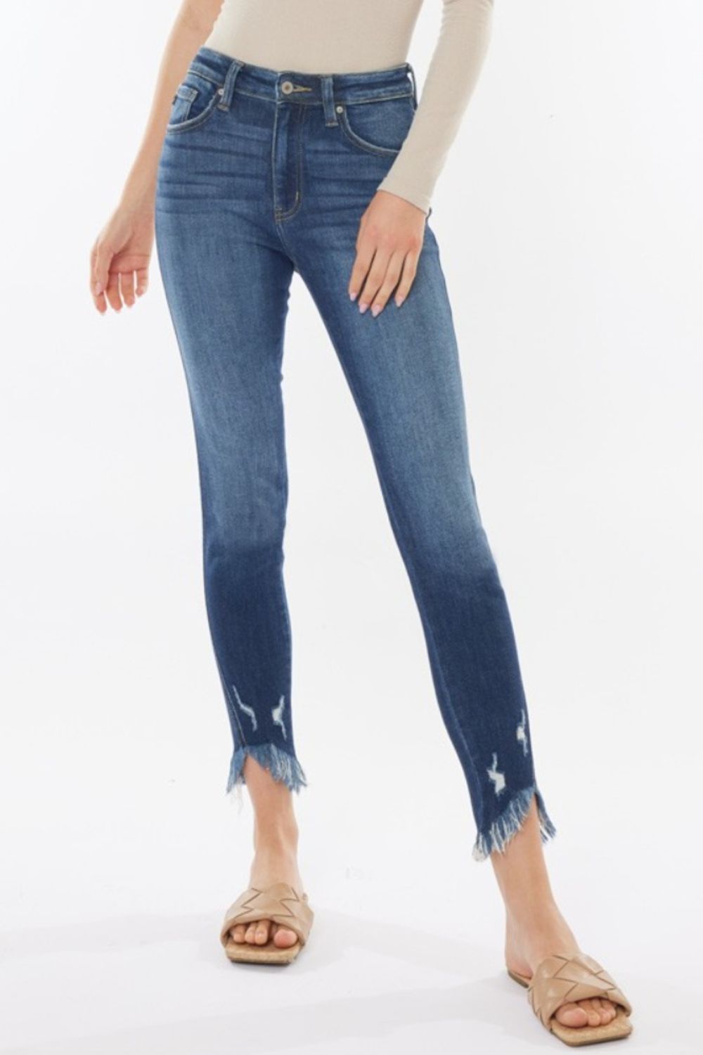 Starlight Raw Hem High-Waist Cropped Jeans