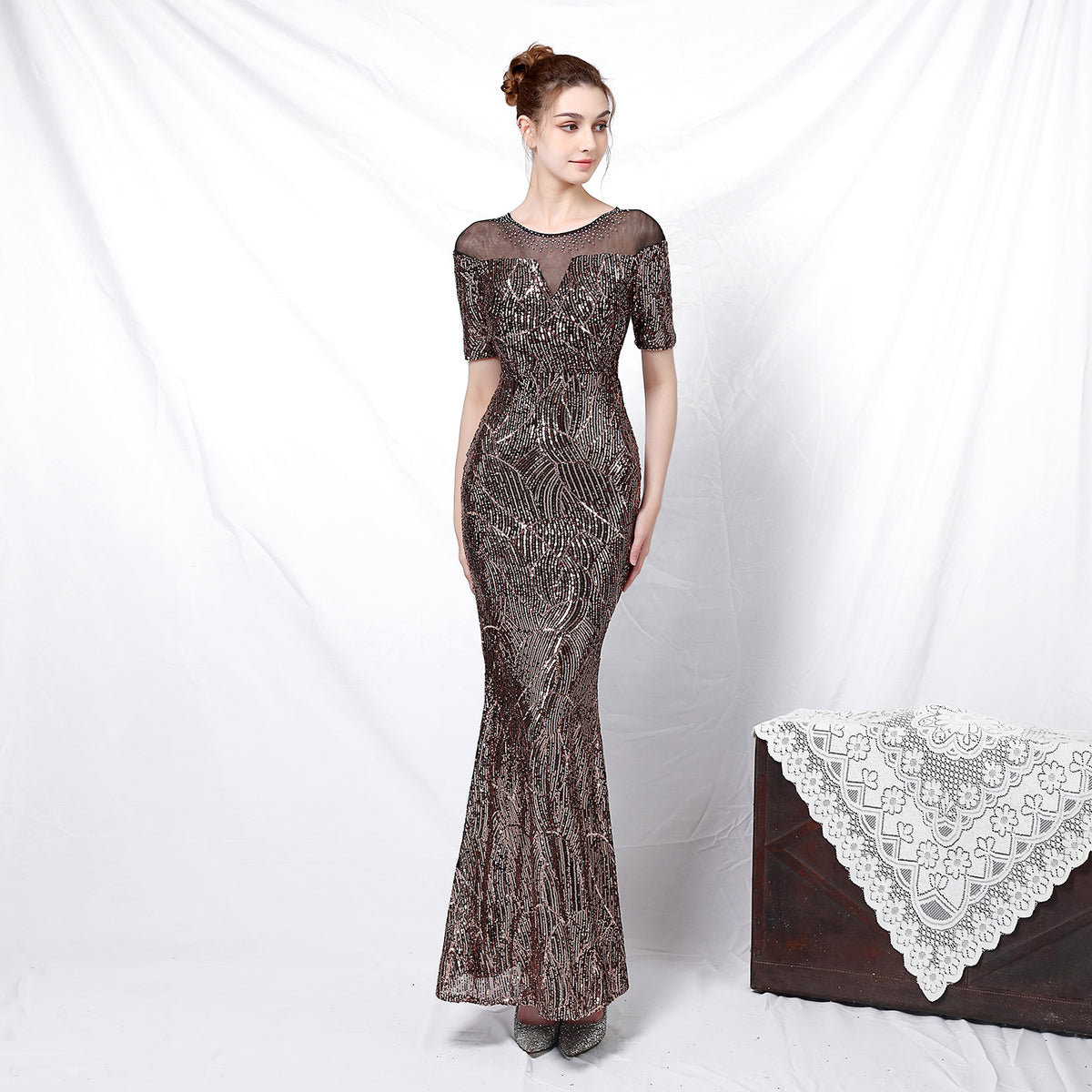 Queen Fishtail Sequined Gown