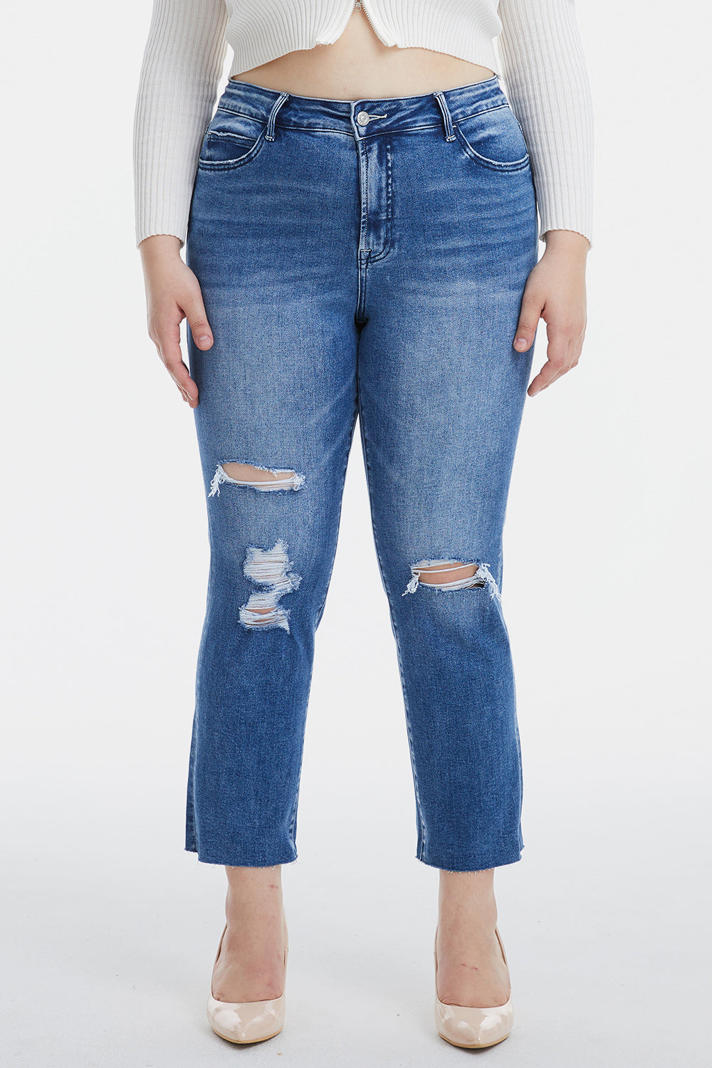 Full Size Cat's Whiskers Straight Jeans