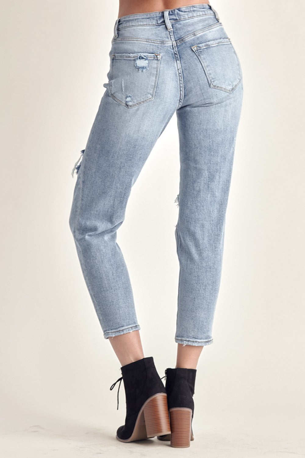 Distressed Slim Cropped Jeans