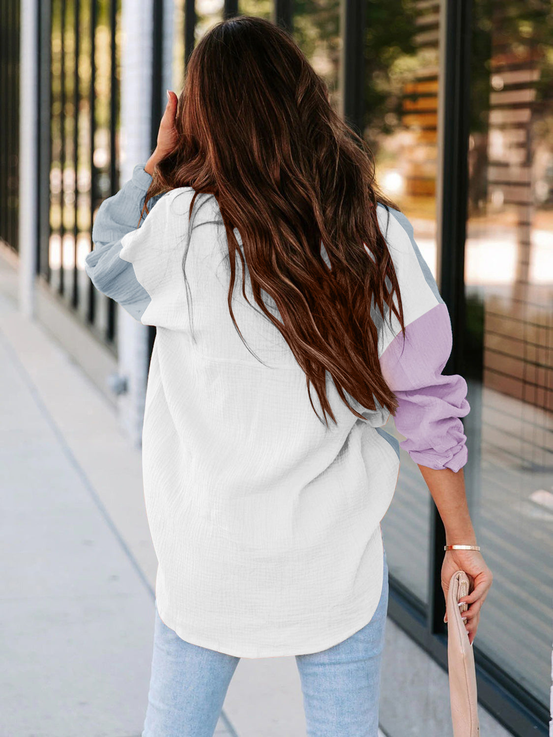 Color Block Button Up Shirt