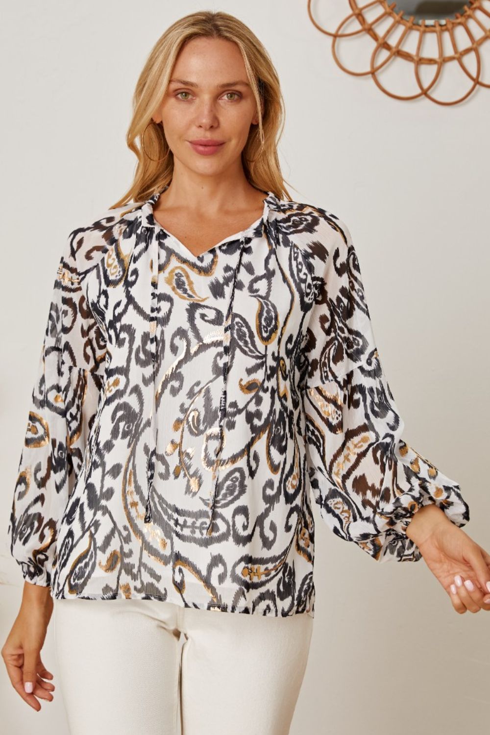 Elagia Tie Neck Blouse