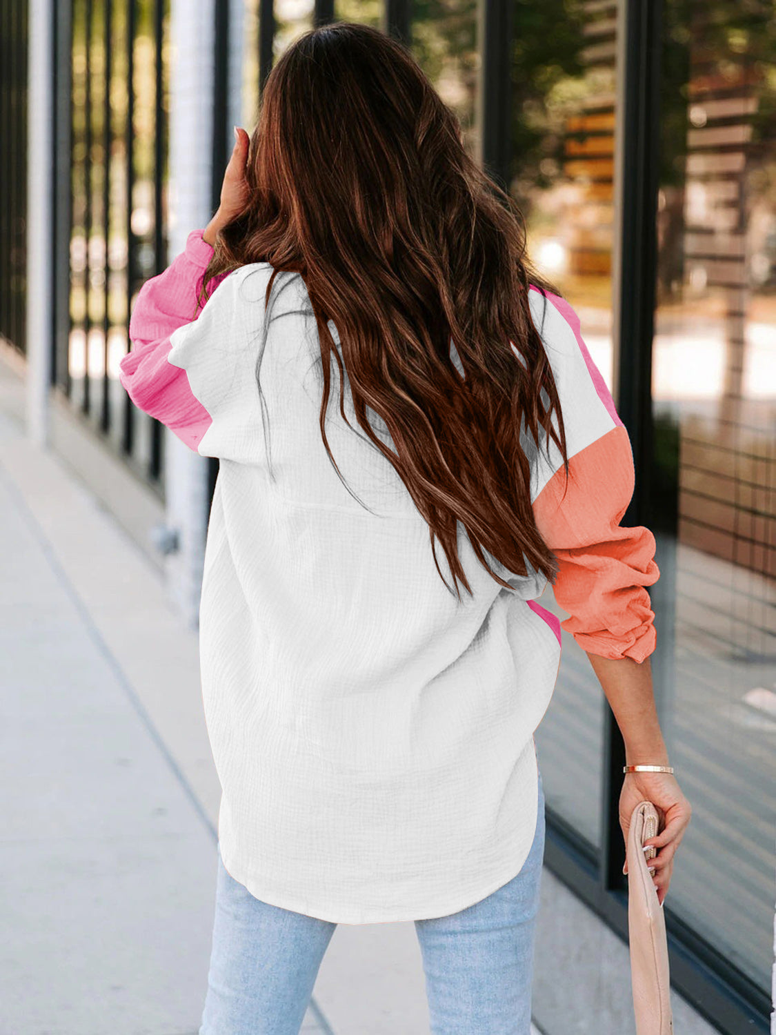 Color Block Button Up Shirt