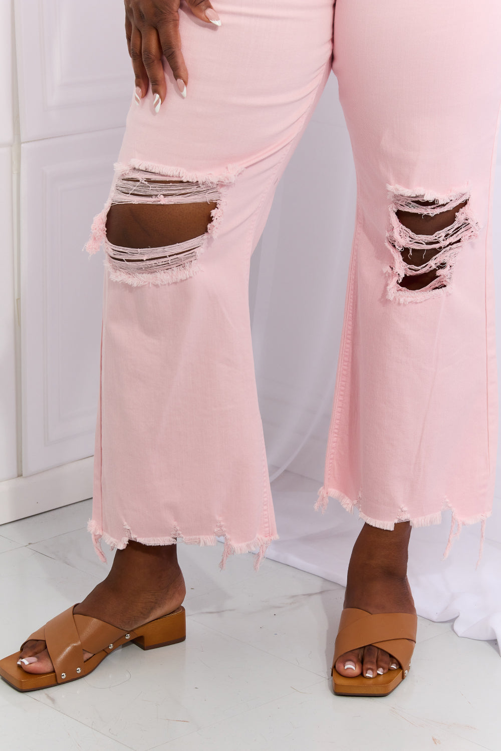 Full Size Distressed Ankle Flare Jeans