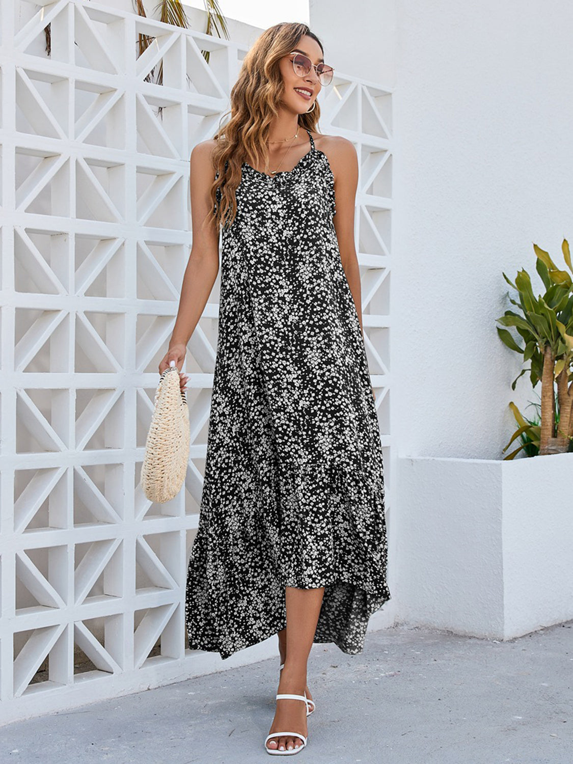 Ditsy Floral Scoop Neck Midi