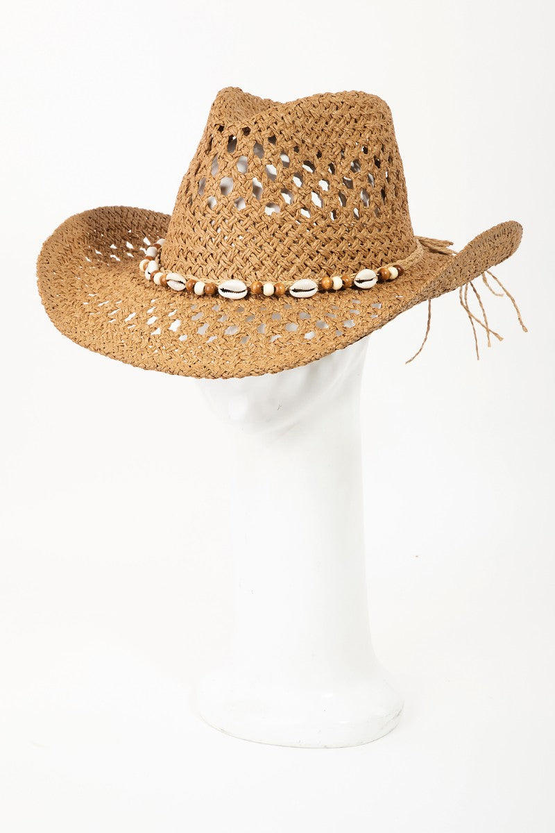 Beaded String Straw Hat