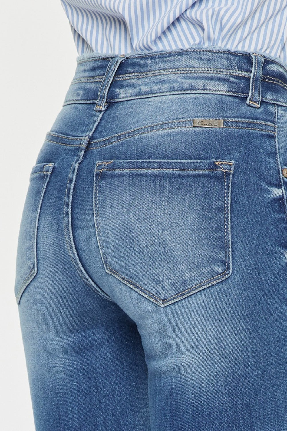 Kay Distressed Raw Hem High-Waist Jeans