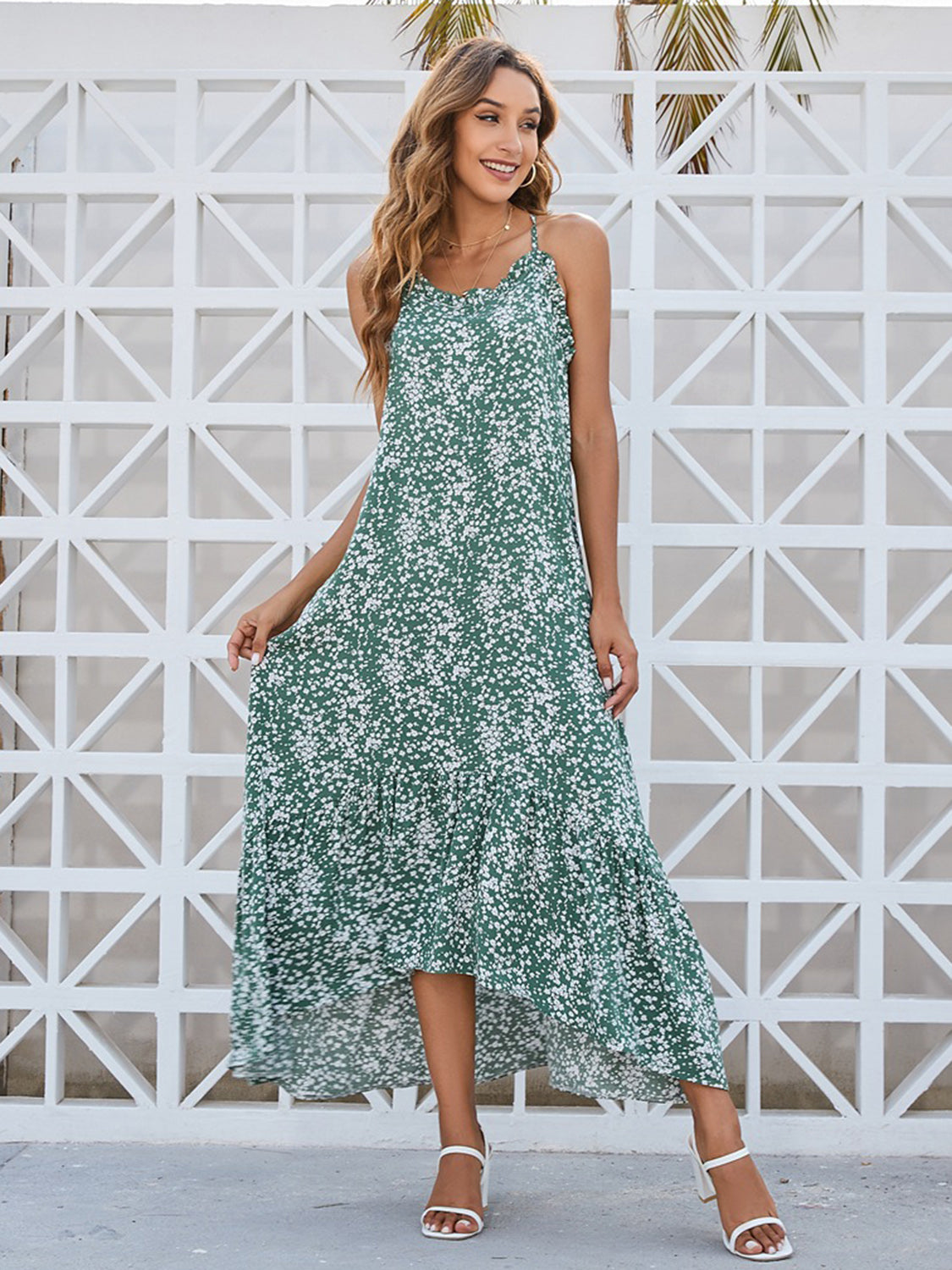 Ditsy Floral Scoop Neck Midi