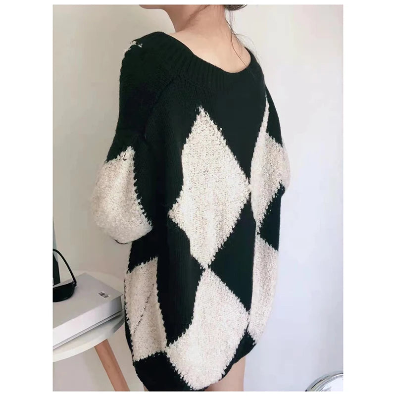 Plaid Loose Wool Sweater