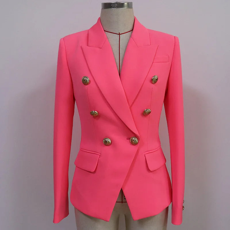 Pink Business Blazer With Gold Buttons