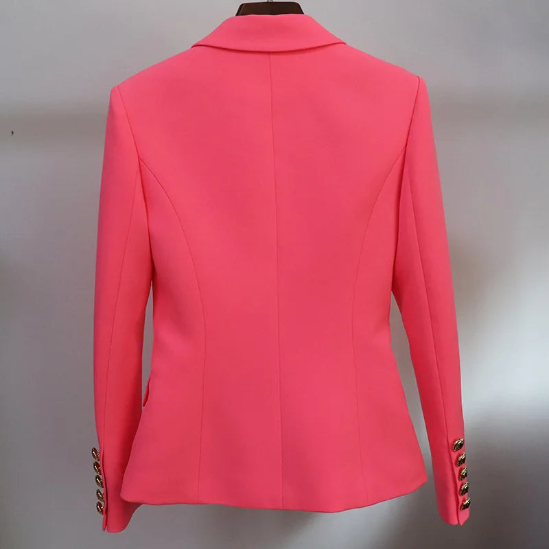 Pink Business Blazer With Gold Buttons