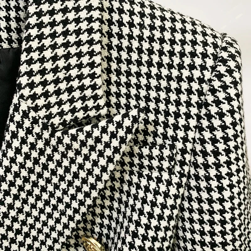 Striped Black/white Blazer with Gold Buttons and 3D pockets