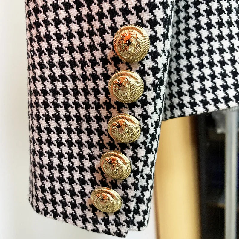 Striped Black/white Blazer with Gold Buttons and 3D pockets