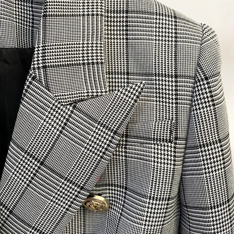 Luxury Black/White Striped Business Blazer