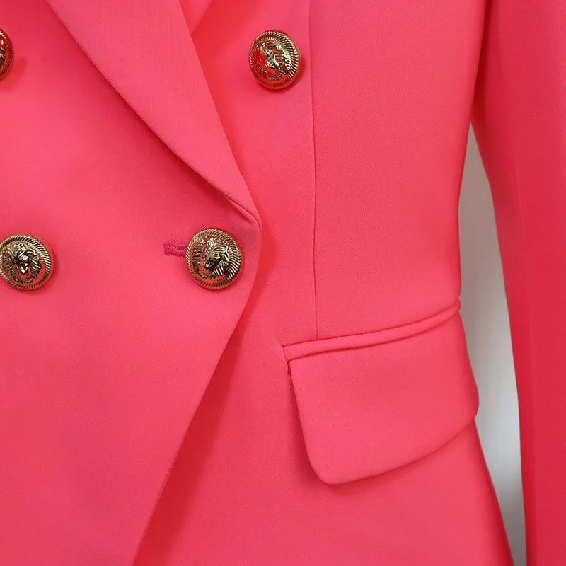 Pink Business Blazer With Gold Buttons