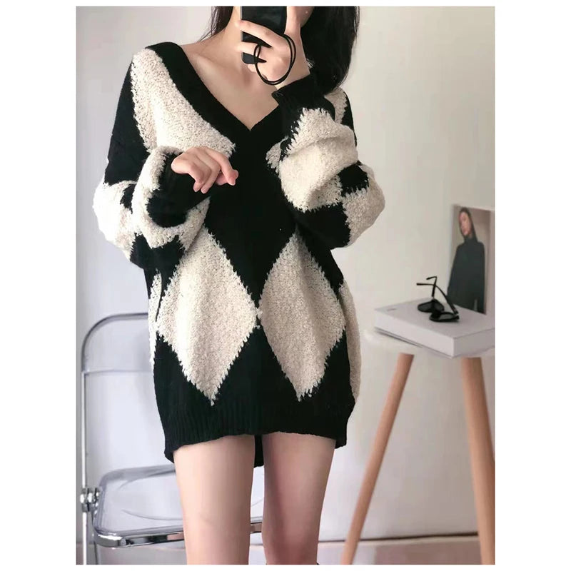 Plaid Loose Wool Sweater