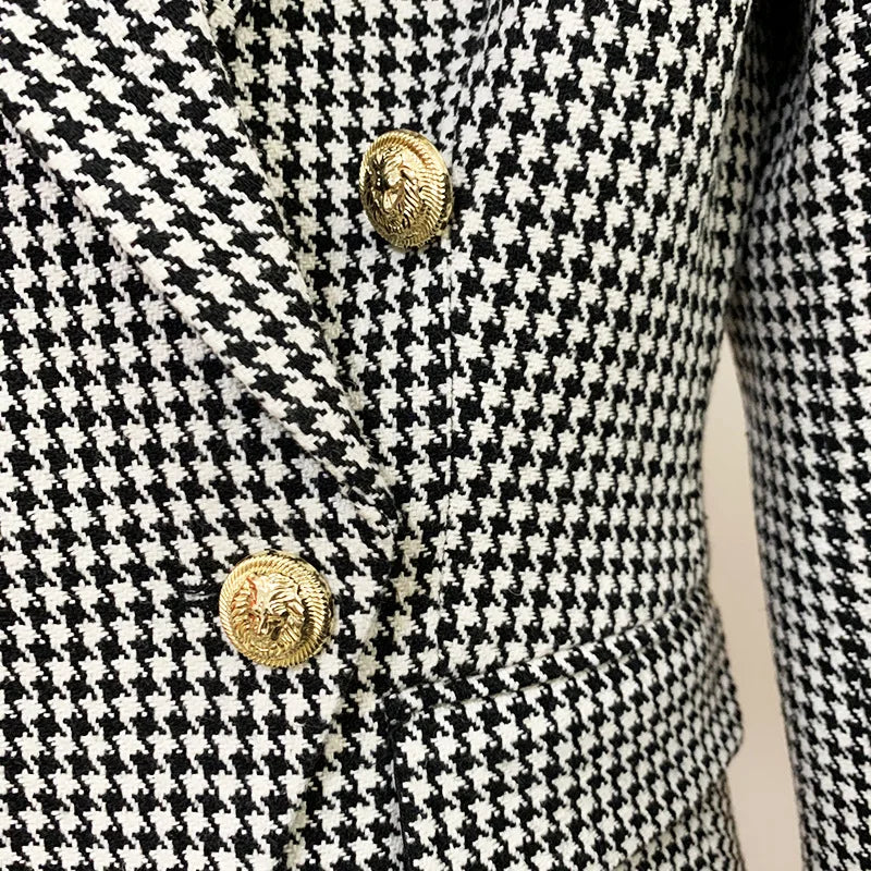 Striped Black/white Blazer with Gold Buttons and 3D pockets