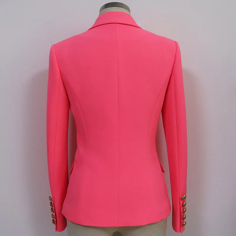 Pink Business Blazer With Gold Buttons