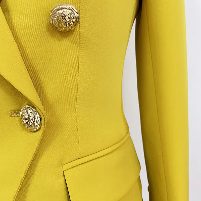 Stunning Yellow Blazer With Gold Buttons