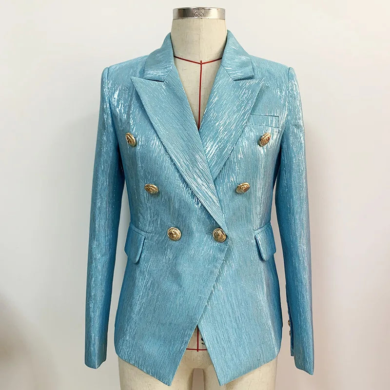 Luxurious Teal Sequin Formal Office Career Blazer