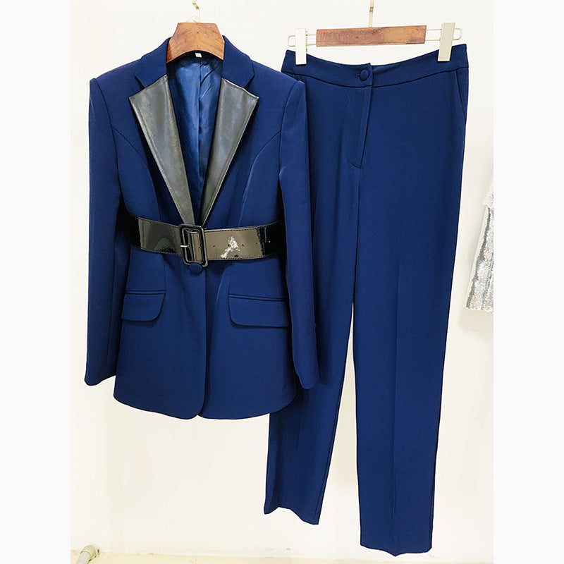 Mid Length Blazer Suit Set