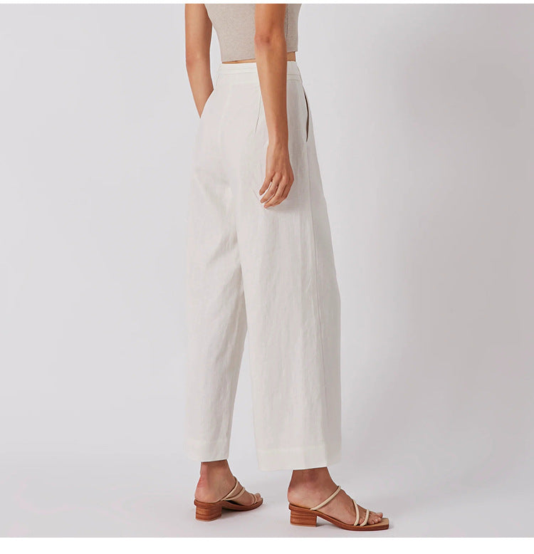 Linen Lace-Up Capri Pants