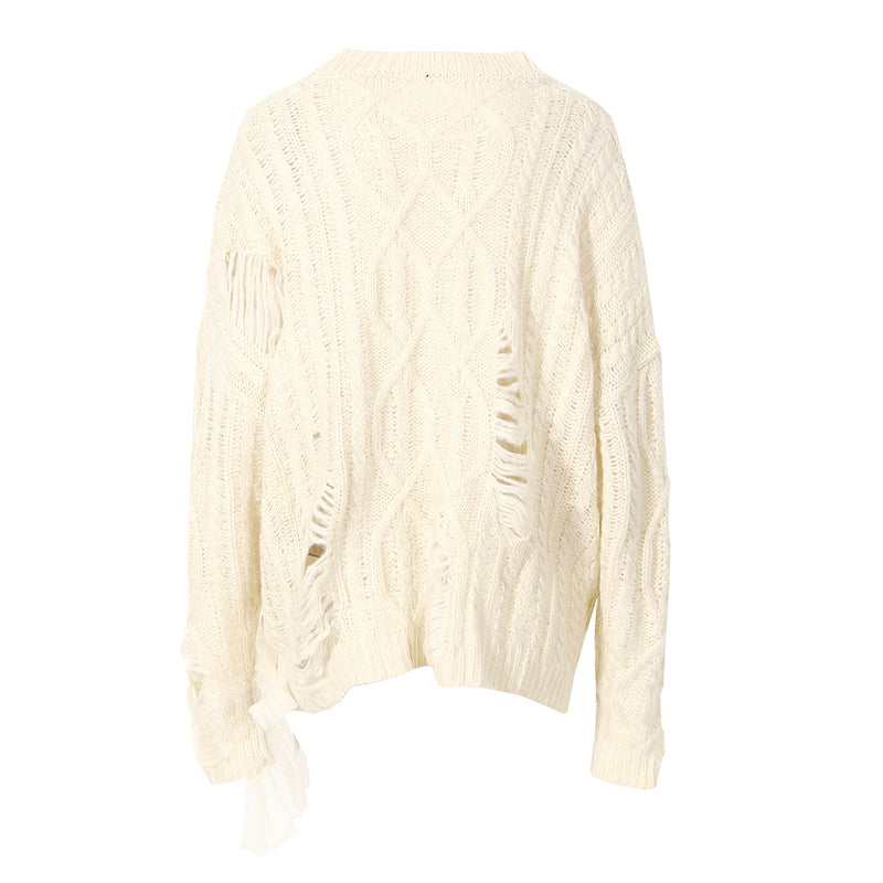 Ripped Medium Length Sweater