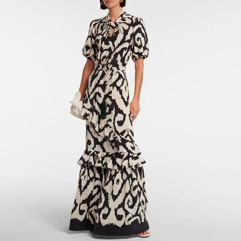 British Leopard Print Tiered Dress