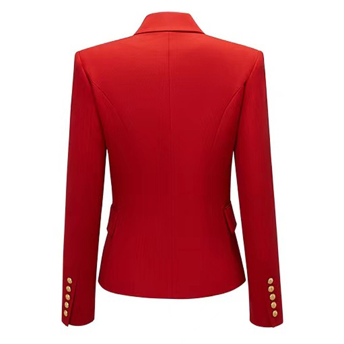 Waist Slimming Women's Classic Double Breasted Blazer With Gold Buttons