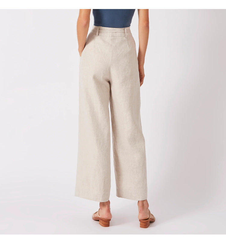 Linen Lace-Up Capri Pants