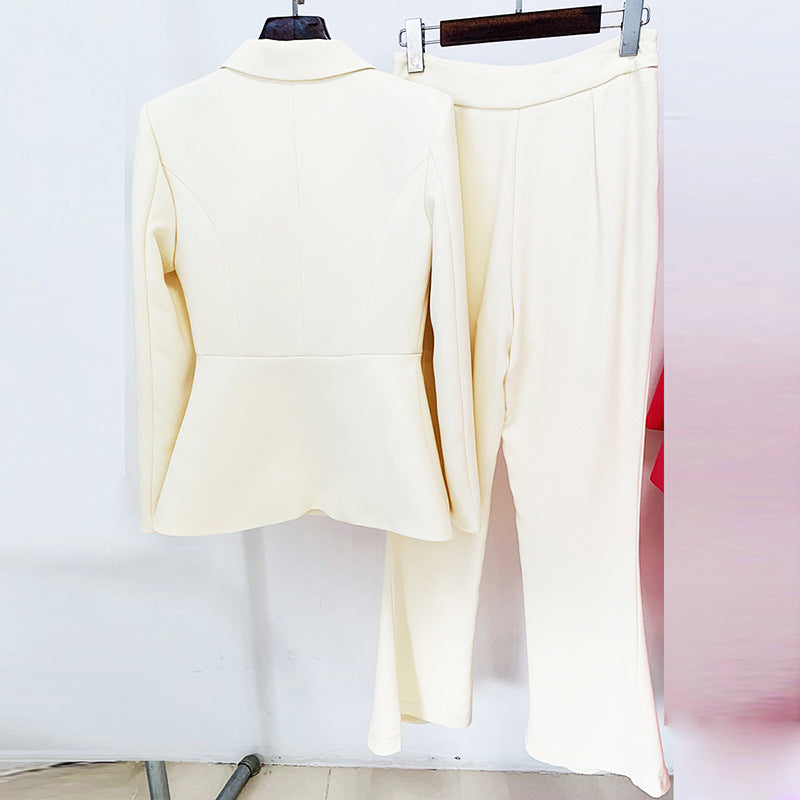 Cream Color Hidden Hook Bell Bottom Two Piece Set