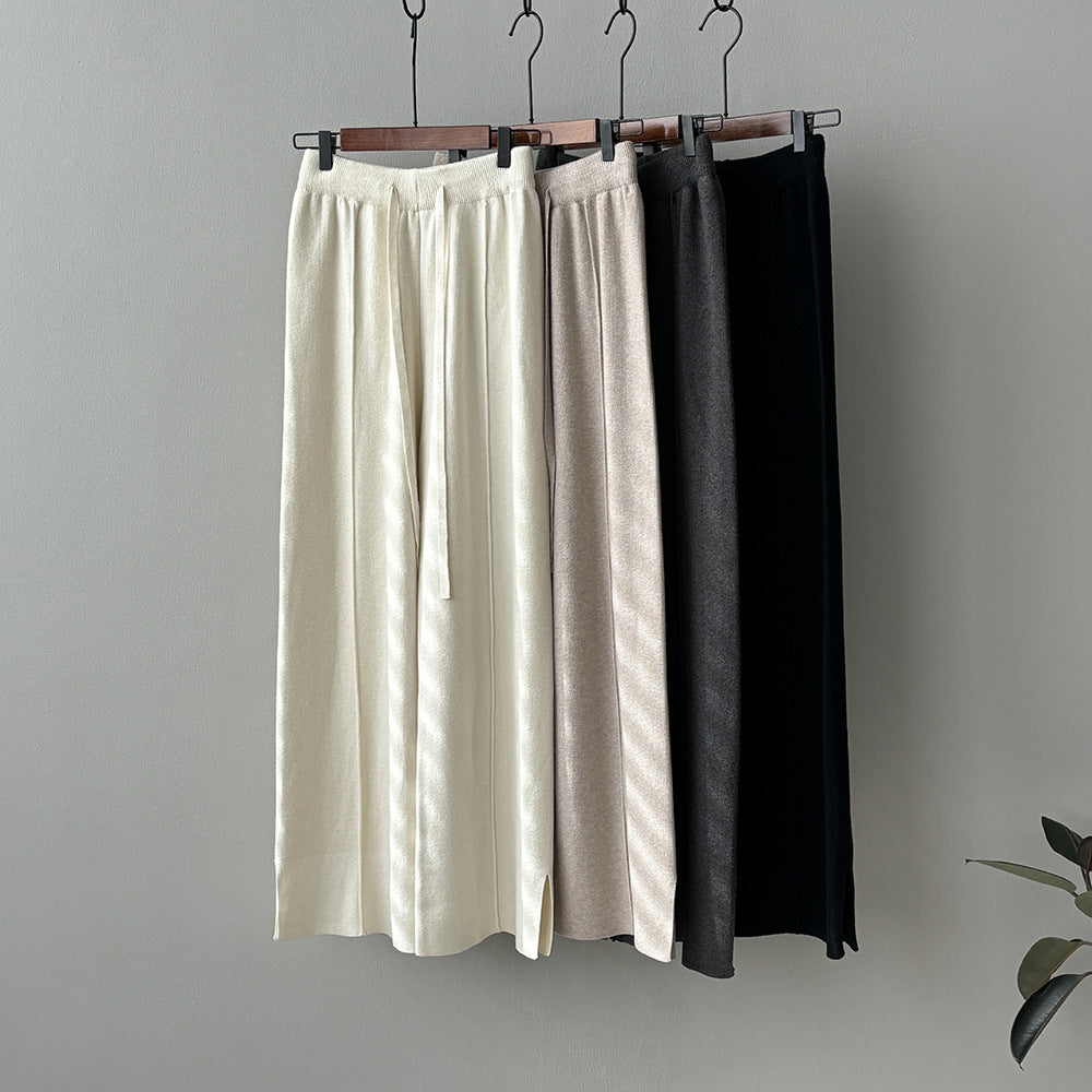 High-Waist Knitted Casual Pants