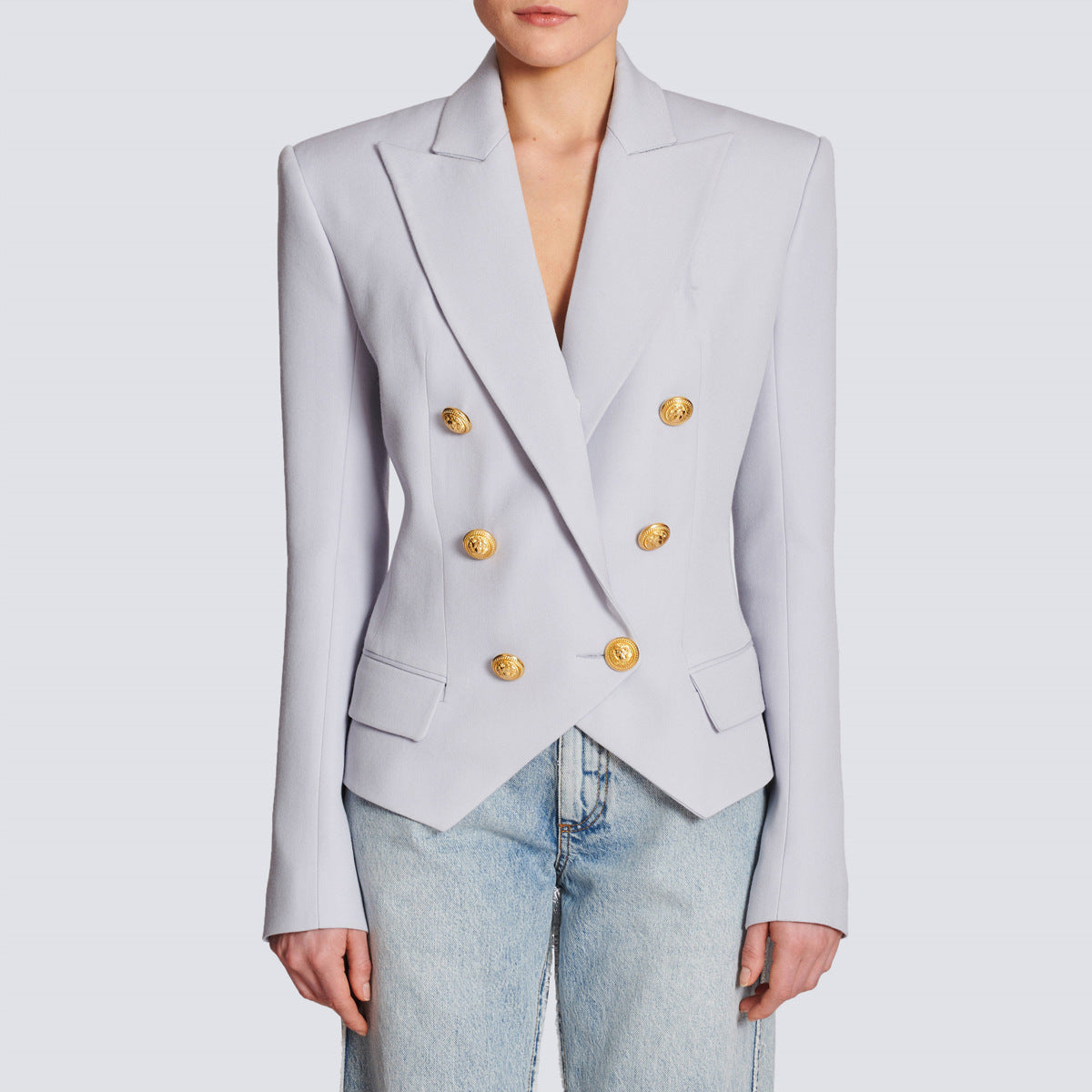 Waist Slimming Classic Blazer With Ornate Gold Buttons